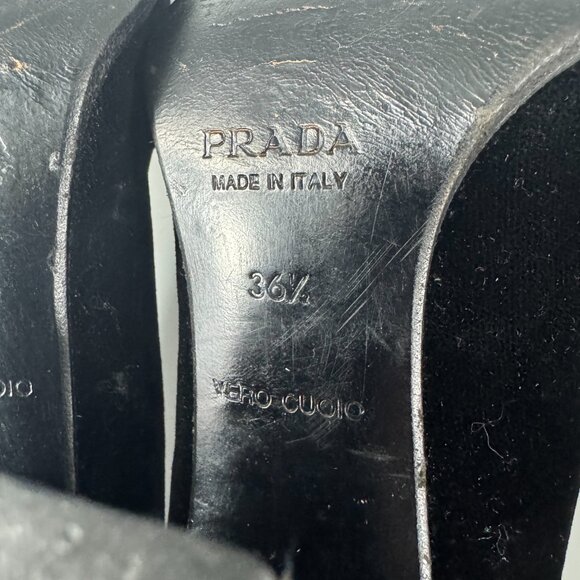 Prada Pointed Toe Black Velvet High Heel Pumps, Size 36.5 - Picture 11 of 16